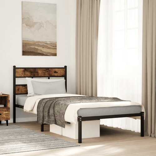 VidaXL Metalni okvir kreveta bez madraca boja hrasta 90x190 cm Slike