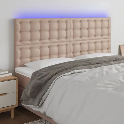 vidaXL LED posteljno vzglavje kapučino 200x5x118/128 cm umetno usnje