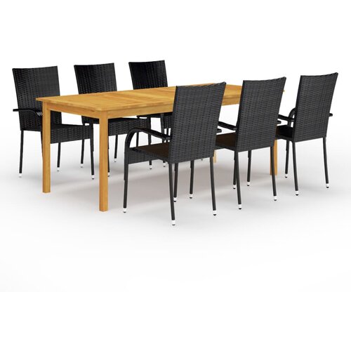  7-dijelni vrtni blagovaonski set crni Cijene