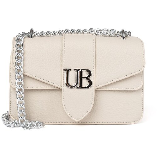 Shelvt Light beige small shoulder bag with silver chain Cene