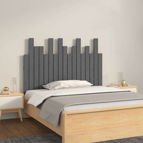  Stensko posteljno vzglavje sivo 108x3x80 cm trdna borovina, (20738788) Slike