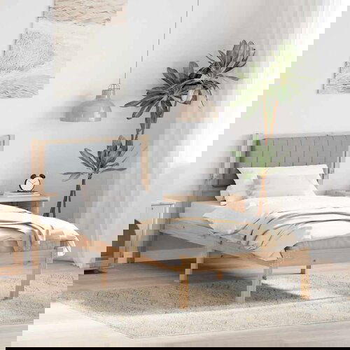 vidaXL Krevetni okvir s tapiciranim uzglavljem Svijetlo siva Cijene