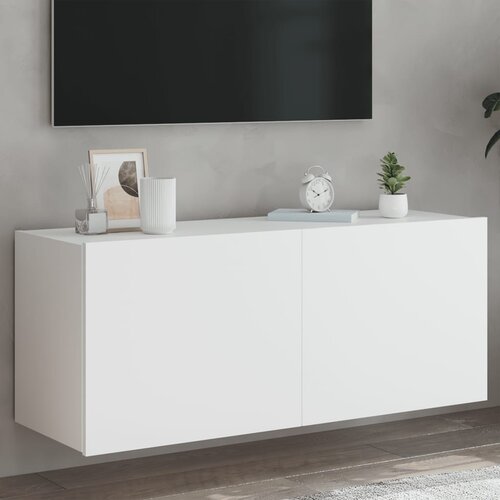vidaXL Zidni TV ormarić s LED svjetlima bijeli 100 x 35 x 41 cm Cijene