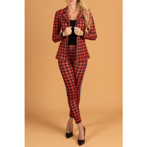 Fenzy Elegantno Odijelo S Uzorkom Pepita Miriama, Crno -Crveno Cijene
