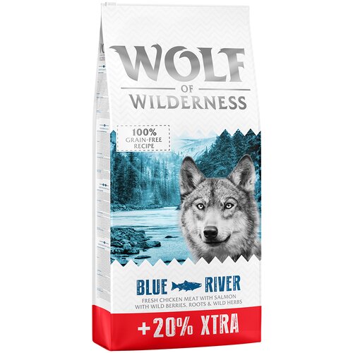 Wolf of Wilderness 12 kg + 2,4 kg gratis! 14,4 kg - brez žit - Blue River - losos Cene