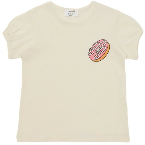 Trendyol Ecru Printed Girl Knitted T-Shirt Slike