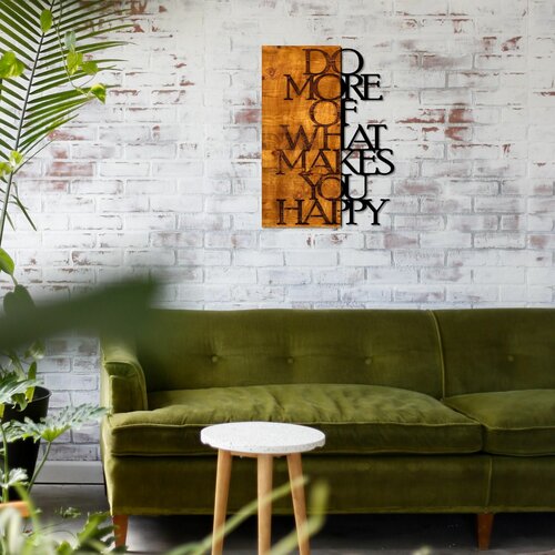 Do more of what makes you happy walnut black decorative wooden wall accessory Cene