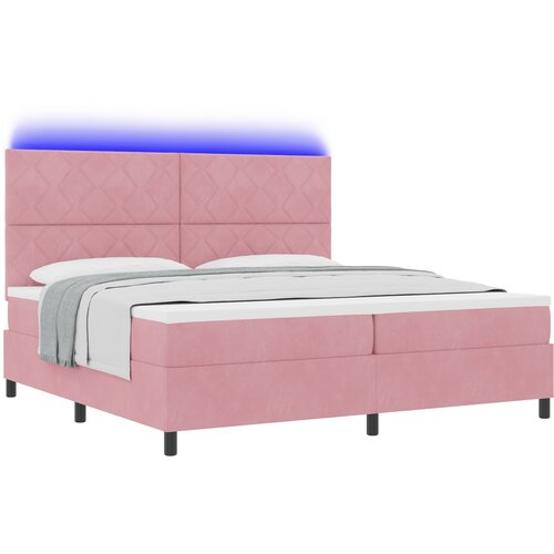 vidaXL Box Spring postelja z vzmetnico in LED Roza 200x200 cm Žamet, (22050112) Cene