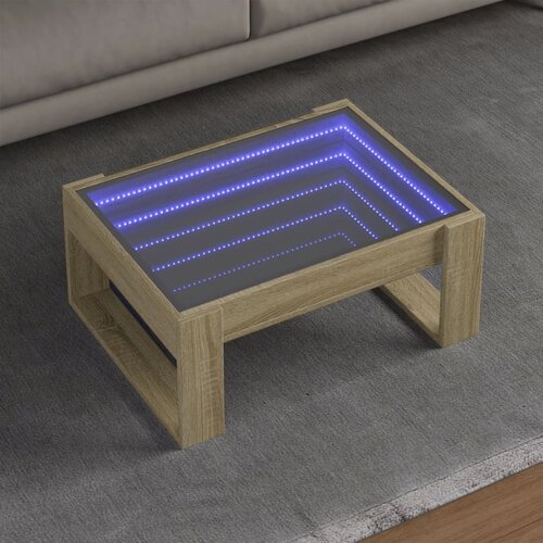vidaXL Stolić s beskonačnim LED svjetlima boja hrasta 70 x 53 x 30 cm Cijene