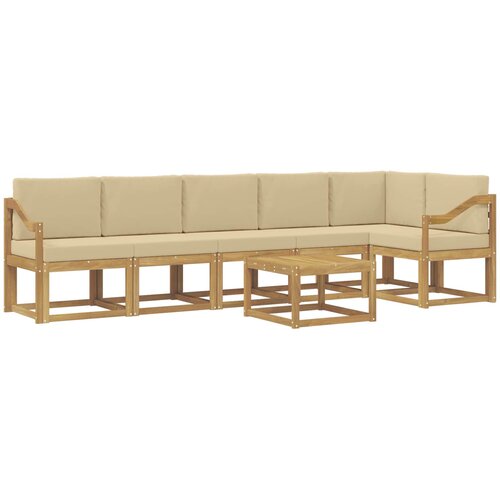 vidaXL Zunanja garnitura za sedenje 7 pcs Bela in bež Poliester, (5000281518) Cene