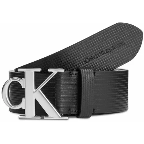 Calvin Klein Jeans Moški pas Round Mono Plaque Lthr Belt 40Mm K50K511168 Črna