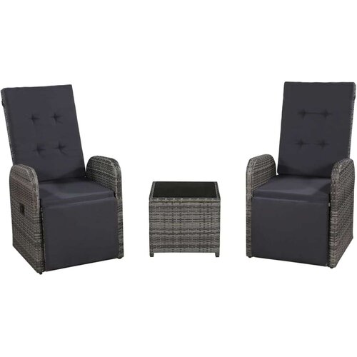 Poli 3-dijelni bistro set od poliratana s jastucima sivi Cene
