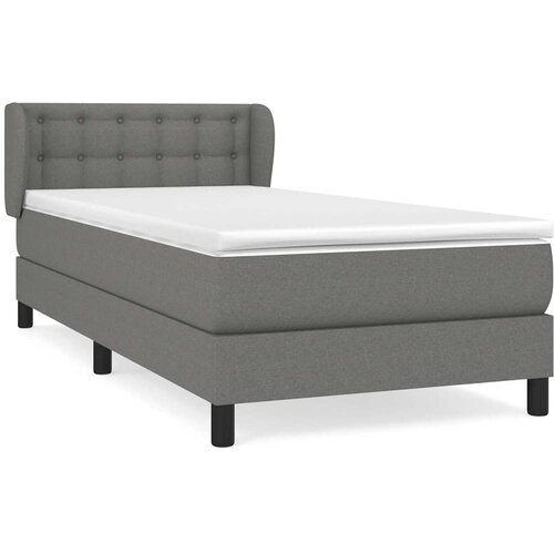  Krevet s oprugama i madracem tamnosivi 90 x 190 cm od tkanine Slike