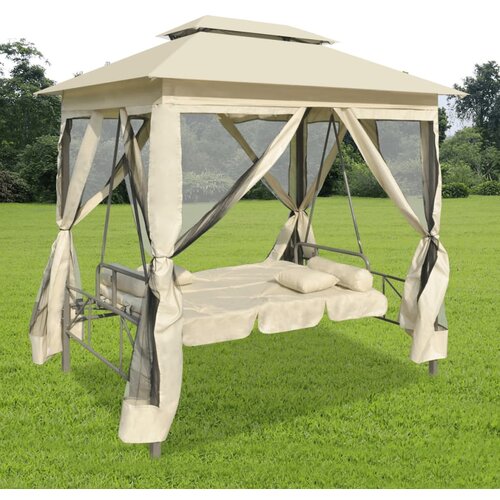VidaXL gazebo konvertibilna ljuljačka krema bijela Slike