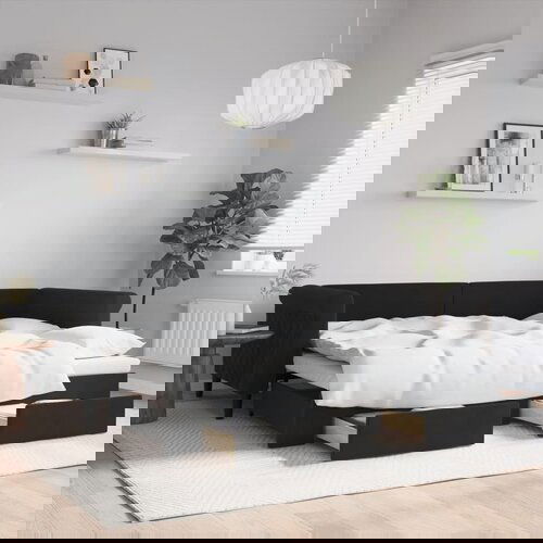 VidaXL Dnevni krevet na razvlačenje s ladicama crni 90 x 200 cm bar&amp;scaron;un Slike