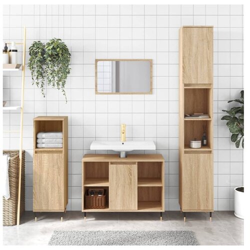 vidaXL Kopalniska omarica sonoma hrast 80x33x60 cm inzenirsk Cene