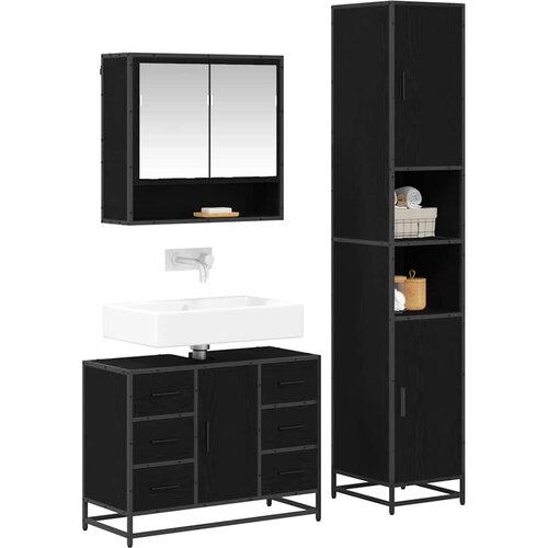  Set namje&amp;scaron;taja za kupaonicu 3 kom. Crni hrast 90 x 33 x 60 cm Slike