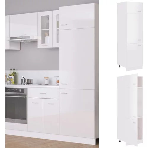  Omara za hladilnik visok sijaj bela 60x57x207 cm iverna plošča