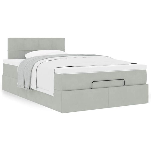 VidaXL Otomanski posteljni okvir z vzmetnico siv 120x190 cm žamet Slike