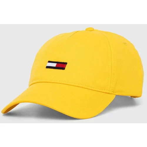 Tommy Jeans Bombažna bejzbolska kapa rumena barva