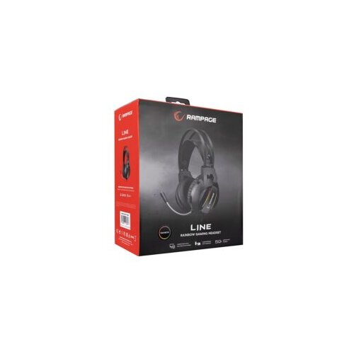  Slu&amp;scaron;alice sa mikrofonom gaming RAMPAGE RM-K71 LINE black, 3,5 mm + USB, Rainbow Iluminated, PC/PS4/XBOX Slike