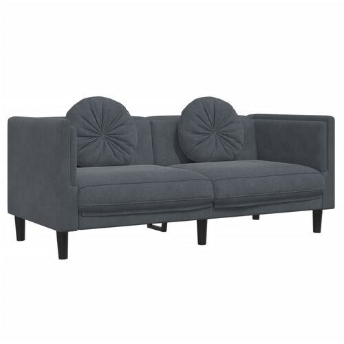  2-dijelni set sofa s jastucima tamnosivi bar&amp;scaron;unasti Slike