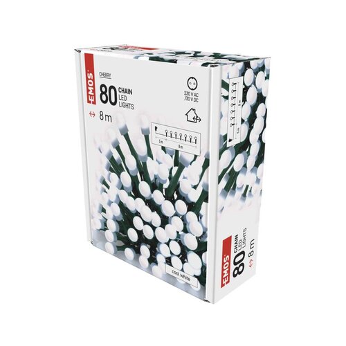 Emos lighting LED božična cherry veriga &amp;ndash; kroglice D5AC02, 8 m, hladno bela D5AC02 Slike