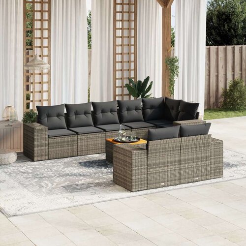  9-dijelni set vrtnih sofa od poliratana s jastucima sivi Cene