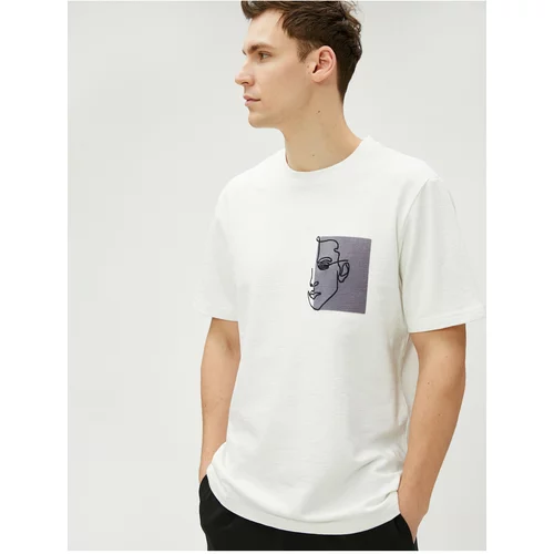 Koton Silhouette Embroidered T-Shirt Crew Neck Short Sleeve Cotton