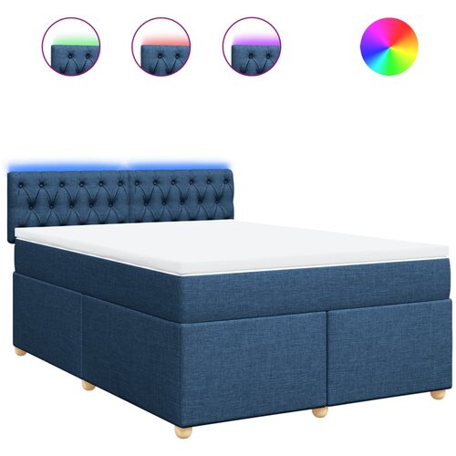 VidaXL Krevet s oprugama i madracem plavi 140 x 190 cm od tkanine Slike