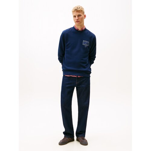 Tommy Jeans Sweater majica plava / morsko plava / bijela Slike