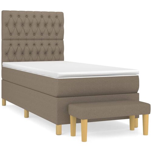 VidaXL Krevet s oprugama i madracem smeđesivi 90x190 cm od tkanine Slike
