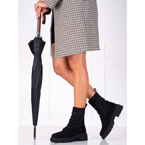 SHELOVET Black suede lace-up workers Slike