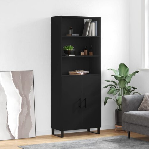 VidaXL Visoka komoda črna 69,5x34x180 cm inženirski les Slike