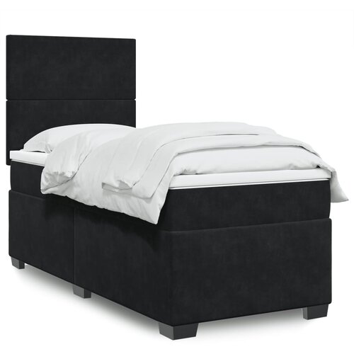 The Living Store Box spring postelja z vzmetnico črna 80x200 cm žamet - Box Spring Postelja, (21428259) Cene