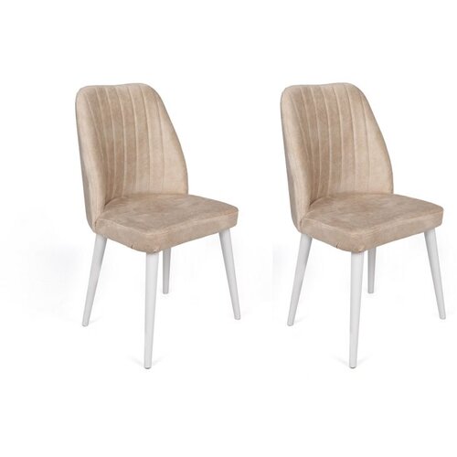 Hanah home Alfa-494 V2 BeigeWhite Chair Set (2 Pieces) Cene