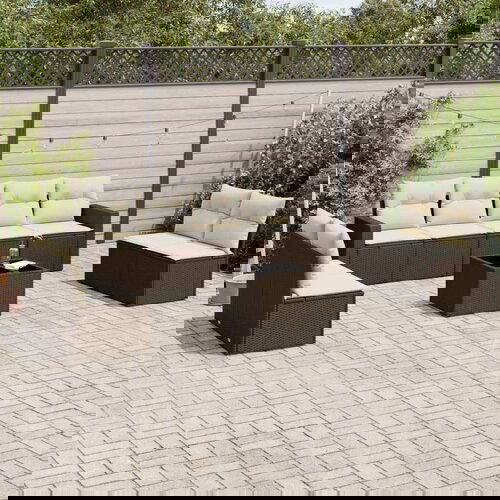 vidaXL 9-dijelni set vrtnih sofa s jastucima poliratan smeđi Cijene