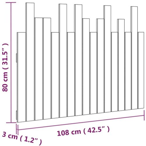  Zidno uzglavlje bijelo 108 x 3 x 80 cm od masivne borovine Slike