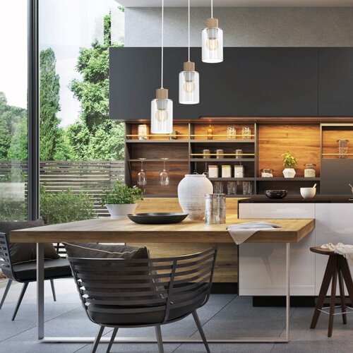  Visilica na sajli MADERA 3xE27/60W/230V bela/drvo Slike