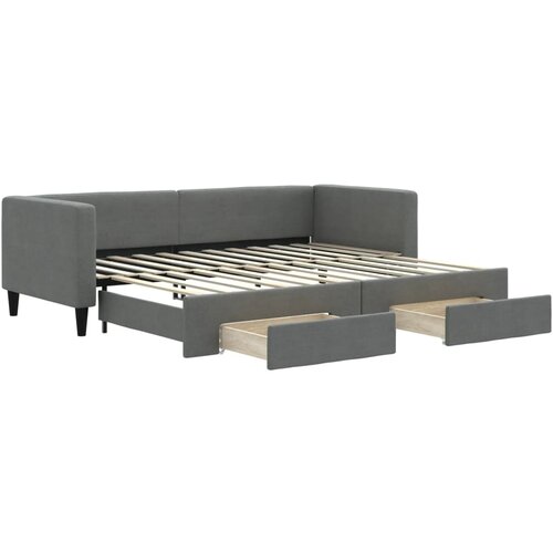 vidaXL Izvlečna dnevna postelja s predali temno siva 80x200 cm blago, (20787821) Cene