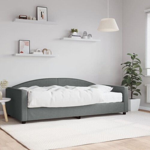  Dnevni krevet s madracem tamnosivi 100 x 200 cm od tkanine Slike