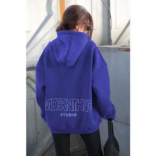 Madmext Sweatshirt - Blue - Oversize