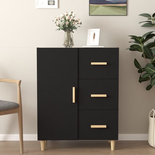 VidaXL Komoda črna 69,5x34x90 cm konstruiran les Slike