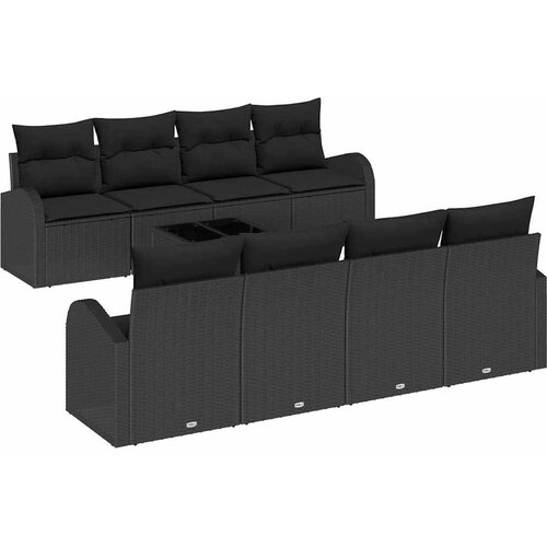  Sjedeća garnitura za vrt 9 kom. 8-Broj sjedala Crna poliratan 234 x 62 x 69 cm Slike