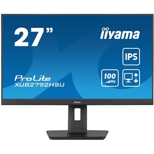 Iiyama monitor led XUB2792HSU-B6 27" ips slim-line 1920 x 1080 @100Hz 250 cdm˛ 1300:1 0.4ms hdmi dp 4x usb 3.2 hdcp height, swivel, tilt, p Cene