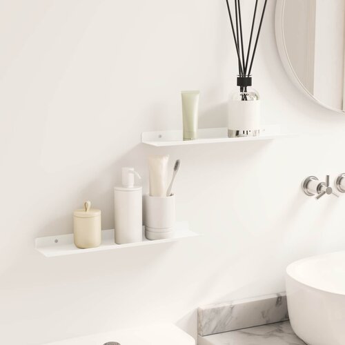  Lebdeća polica Zidne 2 pcs Bijeli 40 x 8,5 x 2,5 cm Čelik Slike