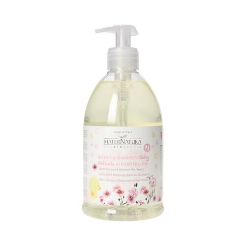 MaterNatura BABY Blagi &amp;scaron;ampon in kopel z lanenimi cvetovi Slike