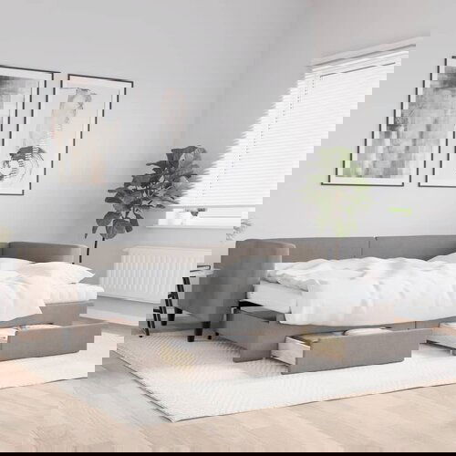 VidaXL Dnevni krevet na razvlačenje smeđesivi 90 x 200 cm od tkanine Slike
