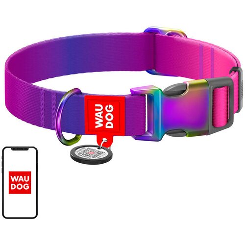 Wau dog gradientna najlonska ovratnica za pse s kodo QR, vijolična , velikost M, (21601376) Cene