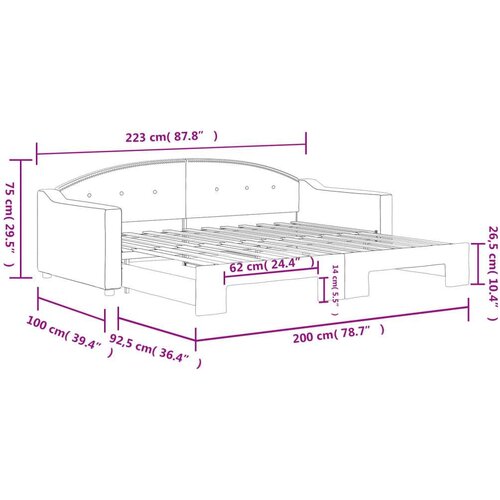 VidaXL Dnevni krevet na razvlačenje tamnosivi 90 x 200 cm od tkanine Slike